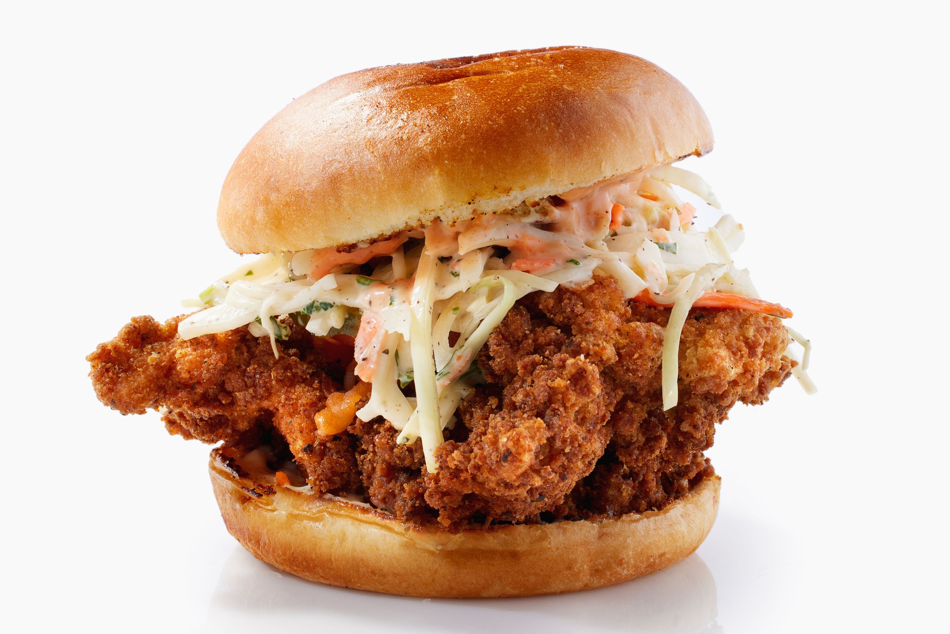 Fried Chicken Sandwich on White Background